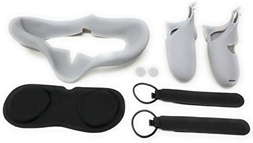 ערכת חבילות אביזרים לאביזרים עבור Quest 1 אוזניות VR ובקרים | אוזניות/אוזניות, כיסוי כרית פנים סיליקון, מארז אחיזה, רצועת